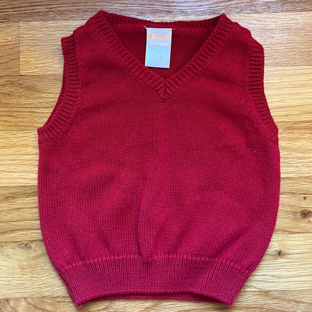 Gymboree 6-12 months red sweater vest.